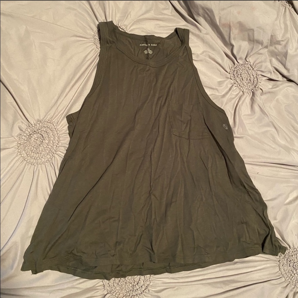 AE Army Green Pocket Flowy Tank Size Large